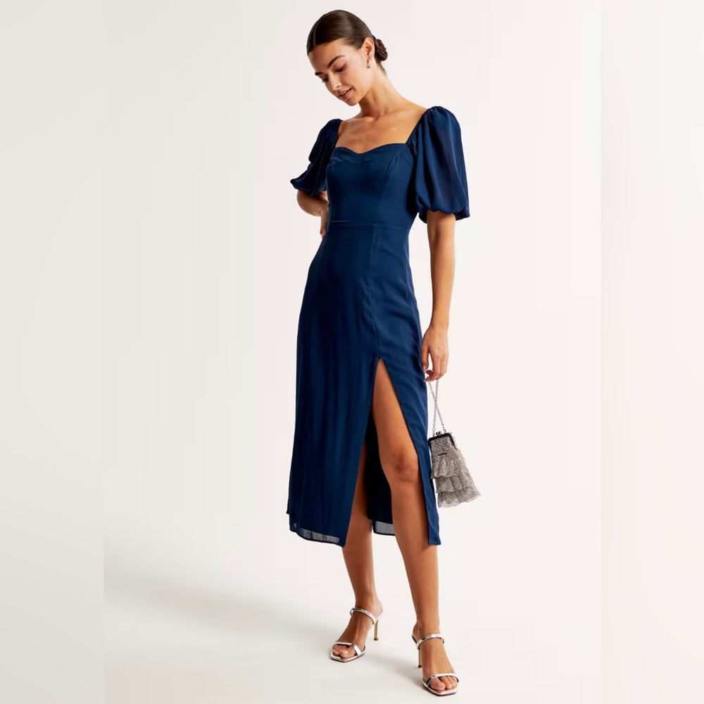 Abercrombie and Fitch Camille Puff Sleeve Midi Dress